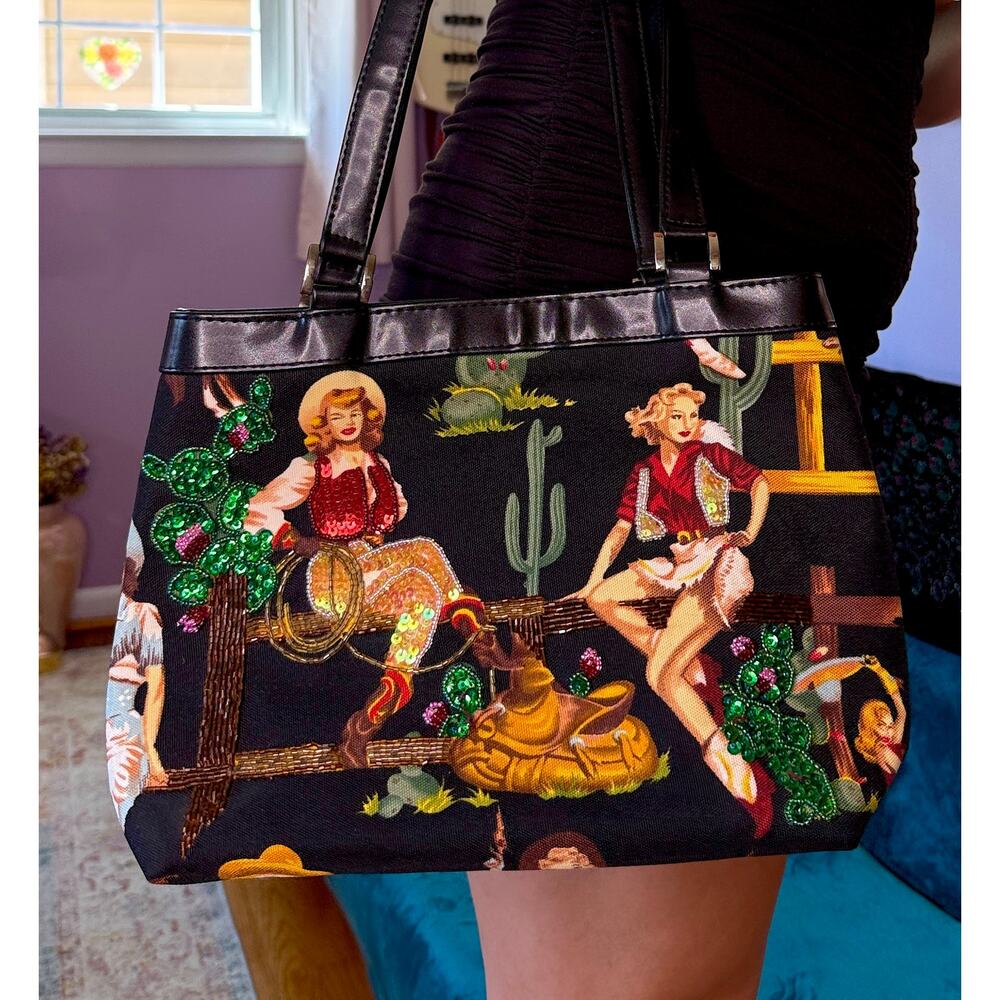 Vintage Y2K funky sequin cowgirl purse / bag
